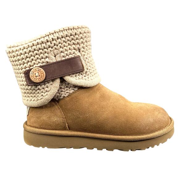 UGG Women's Shaina Tan Suede Knit Pull On Winter Boot Size US 6 - Picture 1 of 12